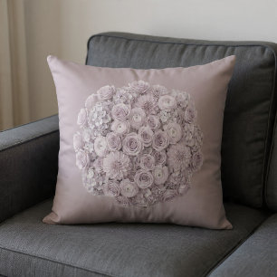 Coussin Lavande Douce et Floral Gris Pâle