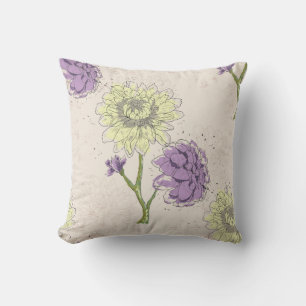 Coussin Lavande et fleurs blanches Lancer l'oreiller