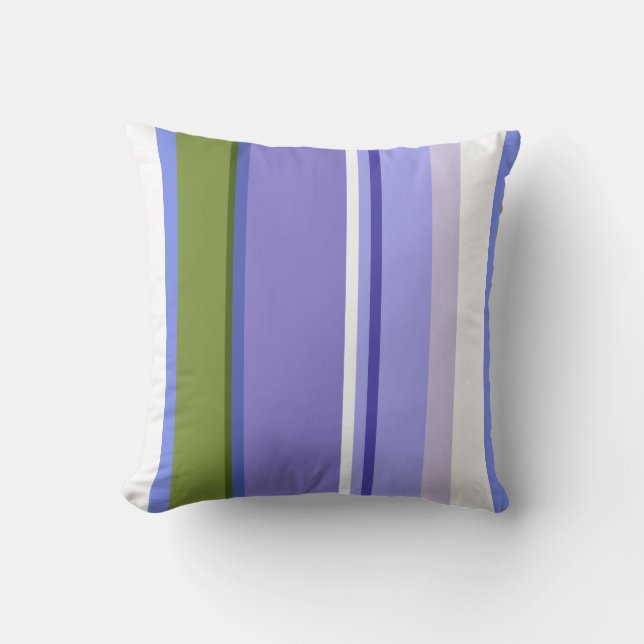 Coussin Lavande fraîche et bandes vertes contemporaines (Recto)