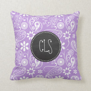 Coussin Lavande, Paisley violet clair; Chalkboard look