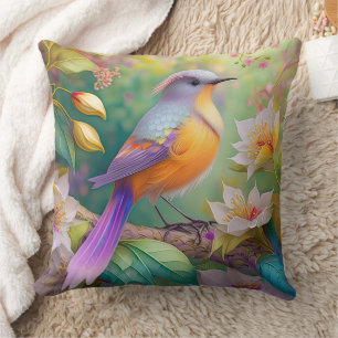 Coussin Lavande Tête Orange Breased Imaginaire Oiseau