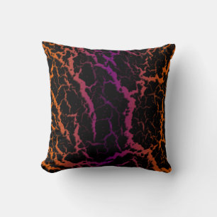 Coussin Lave de l'espace fissuré - orange/violet