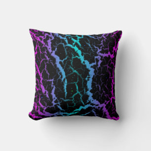 Coussin Lave de l'espace fissuré - rose/cyan