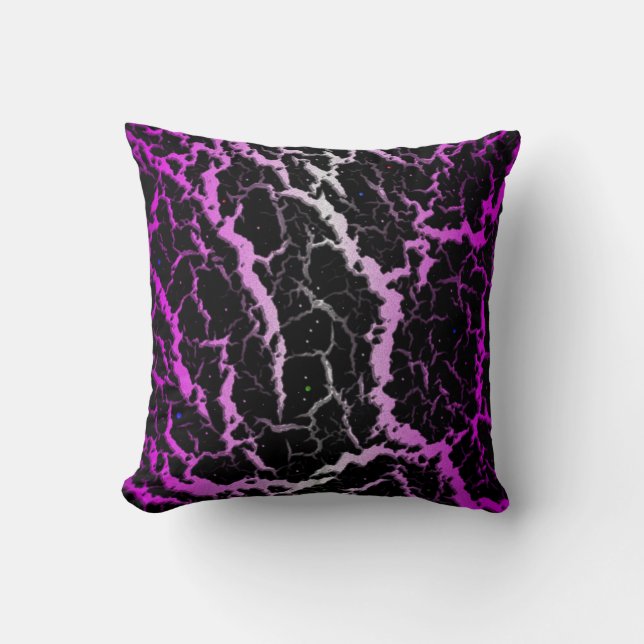 Coussin Lave spatiale fissurée - Blanc/Rose (Recto)
