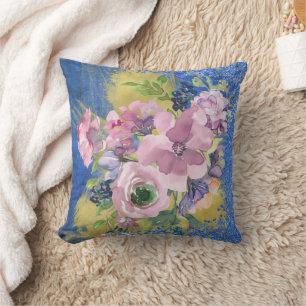 Coussin Lavender Blues Aquarelle Parties scintillant flora