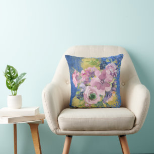 Coussin Lavender Blues Aquarelle Parties scintillant flora