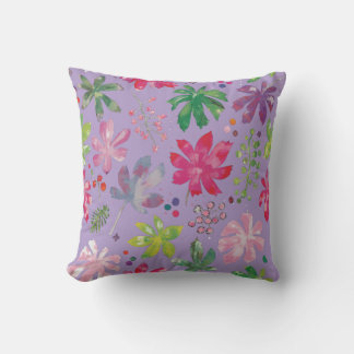 Coussin Lavender Floral Leaf Pattern Throw Pillow