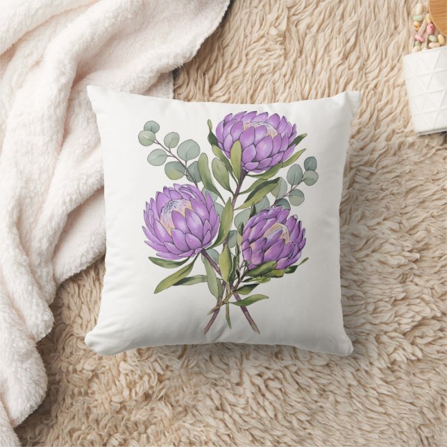 Coussin Lavender Protea Botanical Watercolor (Couverture)