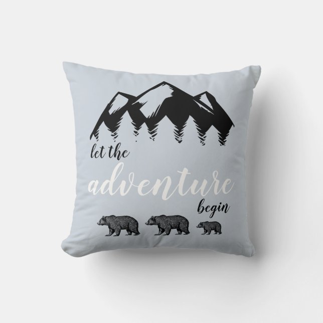 Coussin L'aventure attend l'ours des bois (Recto)