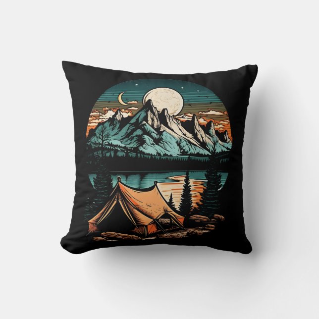 Coussin L'aventure du camping à Lakeside (Recto)
