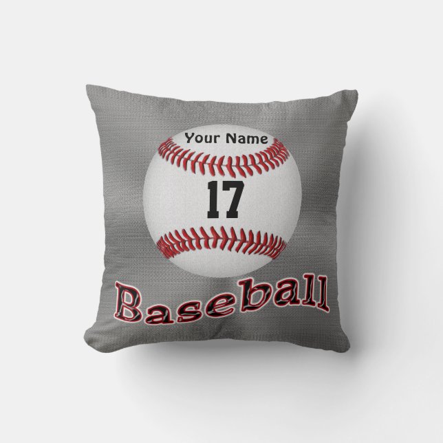 Coussin Le base-ball personnalisé repose VOTRE NOM et (Recto)