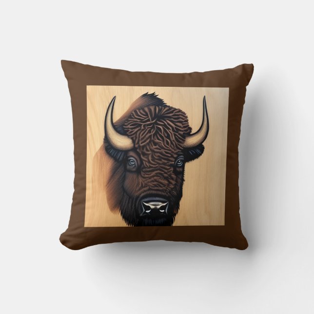Coussin Le Bison Majestueux - Un Symbole De Pouvoir Et De  (Recto)