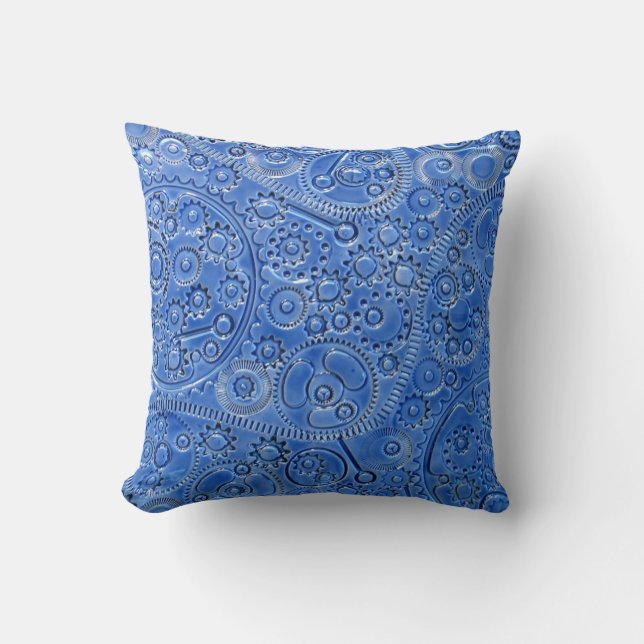 Coussin Le bleu embraye le carreau (Recto)