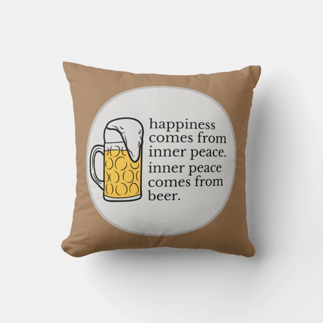 Coussin Le Bonheur Est Bière Drôle Citation Word Art (Recto)