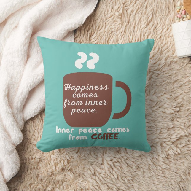 Coussin Le Bonheur Est Café Drôle Citation Mot Art (Couverture)