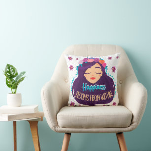 Coussin Le bonheur fleurit de l'intérieur