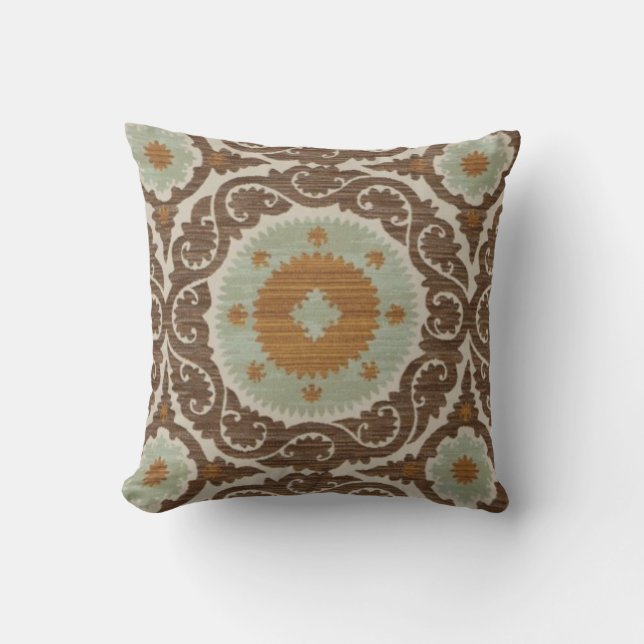 Coussin le brun, Seafoam, bleu, Morrocan a conçu le (Recto)