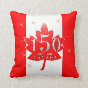 Coussin Le Canada feuille d'érable de célébration de 150