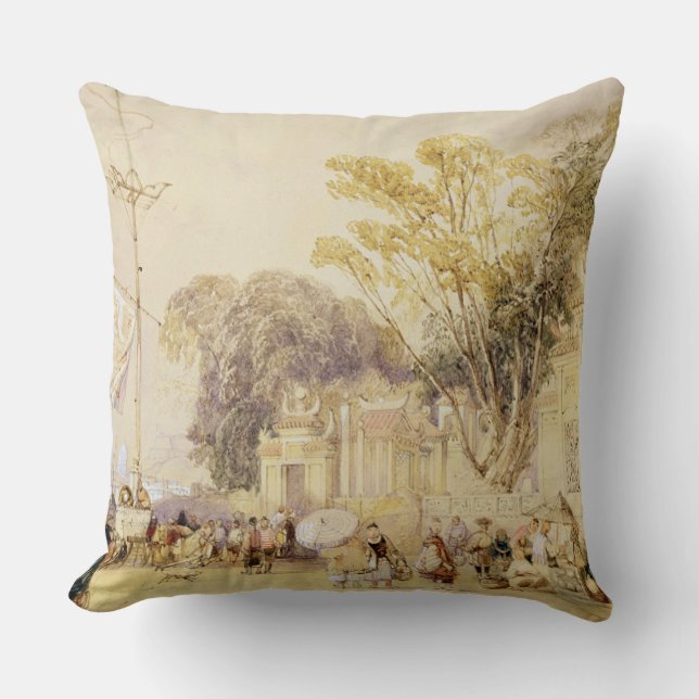 Coussin Le carré de village dans la baie de Hong Kong, (Recto)