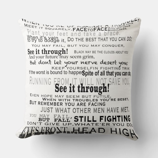 Coussin Le carreau avec le voient par le poème (Recto)