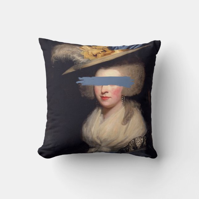 Coussin Le casquette en plumes, l'art altéré, Jeter l'orei (Recto)