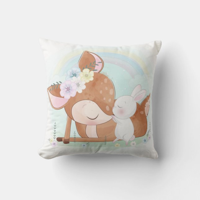 Coussin Le cerf et le lapin (Recto)