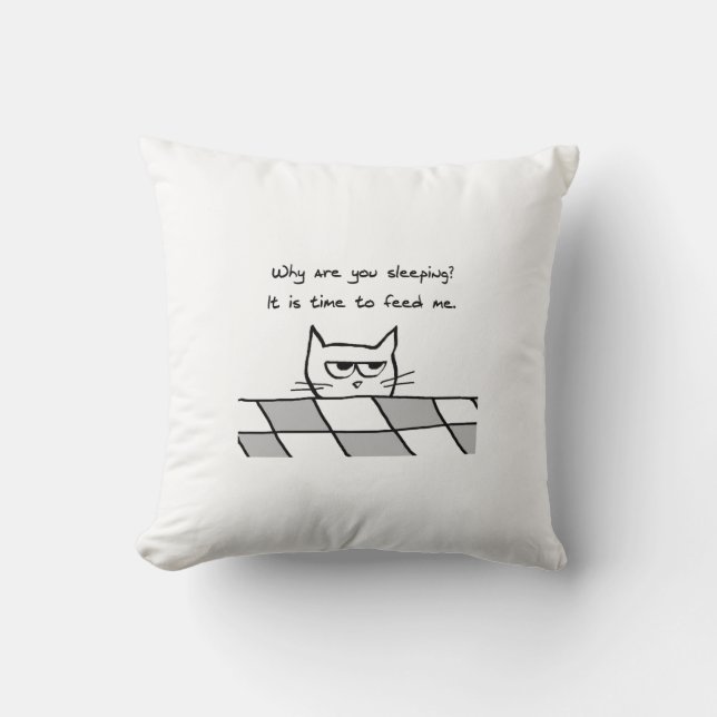 Coussin Le chat fâché veut être Fed (Recto)