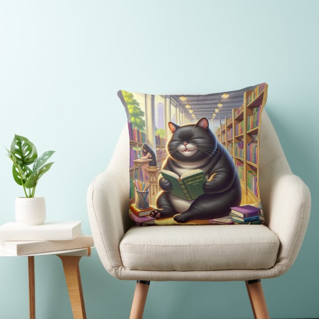 Coussin Le chat lit un livre (Chaise)