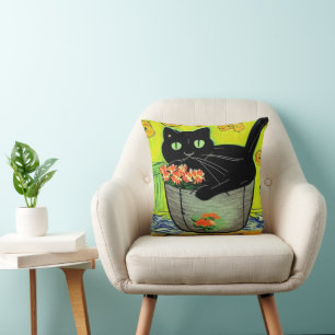 Coussin Le Chat noir en Pot