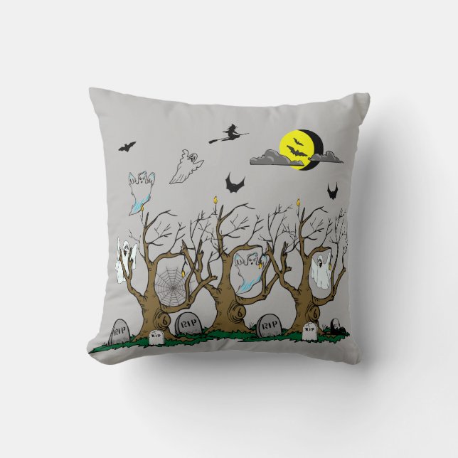 Coussin Le cimetière hanté - (Recto)