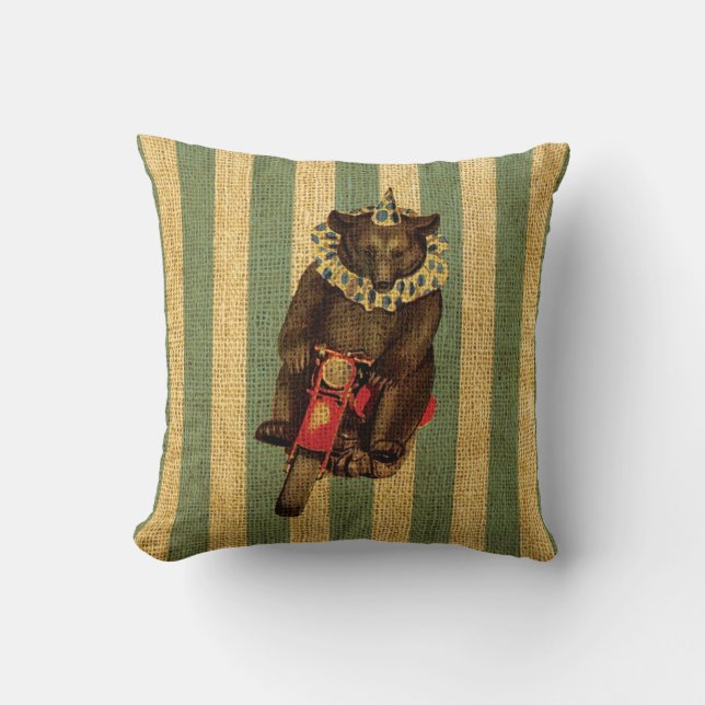 Coussin Le cirque vintage concernent la moto (Recto)