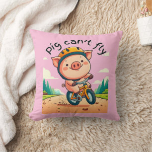 Coussin Le cochon ne peut pas voler. G rose