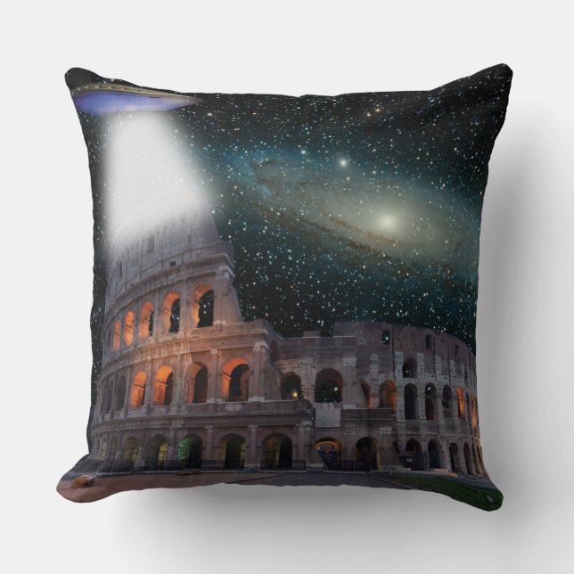 Coussin Le Colisée Rome Italie rencontre l'espace et l'OVN (Recto)