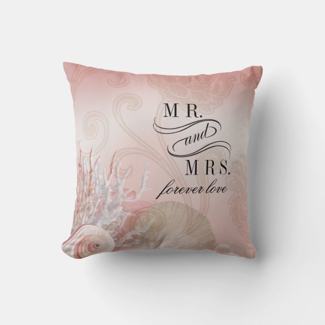 Coussin Le coquillage rêve M. et Mme rose de plage (Recto)