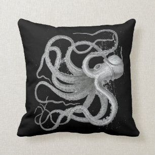Coussin Le cru nautique d'antiquité de poulpe de steampun