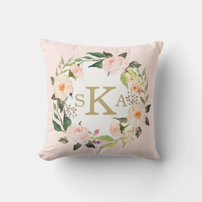 Coussin Le cru rougissent coutume florale de guirlande de (Recto)