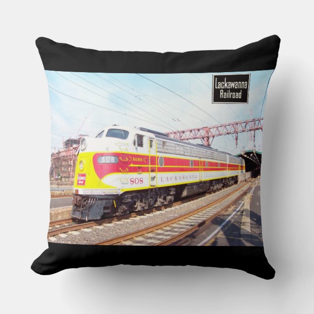 Coussin Le Delaware Lackawanna et locomotive occidentale (Recto)