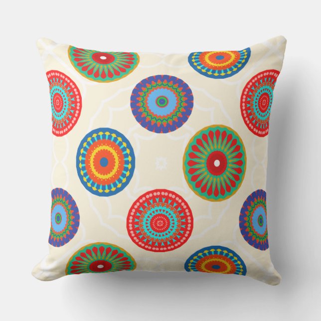 Coussin Le double coloré vibrant de mandala d'été a (Recto)