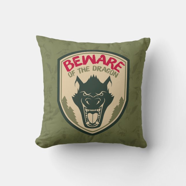Coussin Le dragon de Pete | Attention à l'insigne du drago (Recto)
