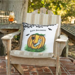 Coussin Le fantôme d'Halloween, chauve-souris, fantôme et