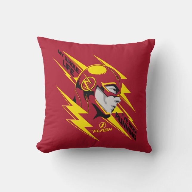 Coussin Le Flash | Toute ma vie j'ai couru (Recto)