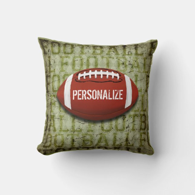 Coussin Le football grunge vert génial personnalisé (Recto)