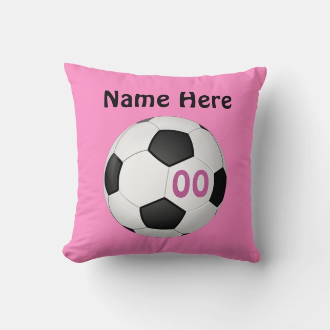 Coussin Le football personnalisé par rose repose le NOM, (Recto)