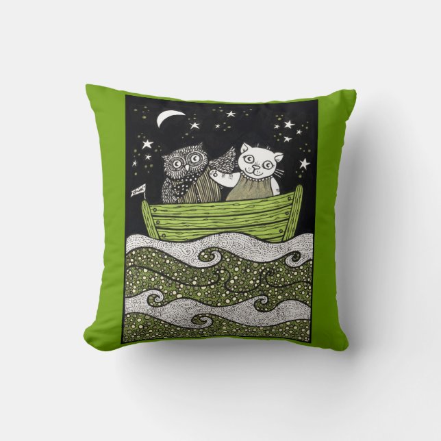 Coussin Le hibou et le carreau d'amour de minou (Recto)