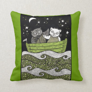 Coussin Le hibou et le carreau d'amour de minou