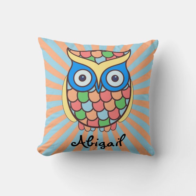Coussin Le hibou mignon badine la pièce (Recto)