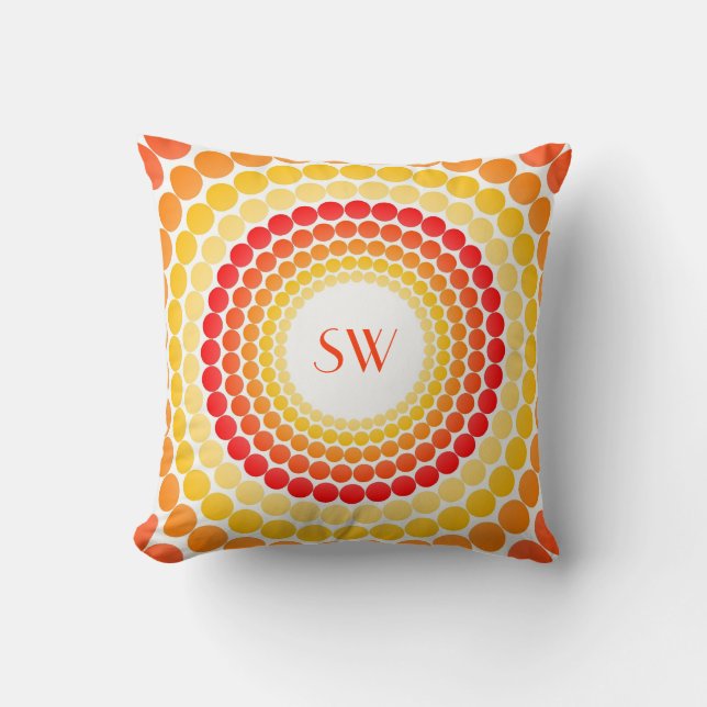 Coussin Le jaune orange pointille le carreau de monogramme (Recto)
