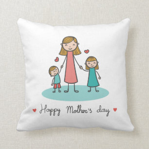 Coussin Le jour de mère heureux dessinant le carreau de