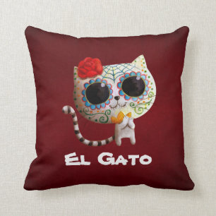 Coussin Le jour du chat mignon mort
