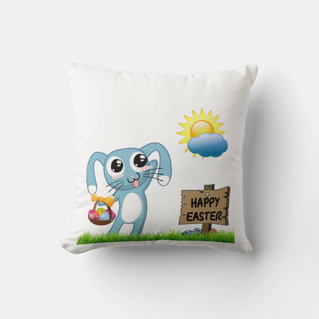 Coussin Le lapin de Pâques souhaite un Joyeux Pâques (Recto)